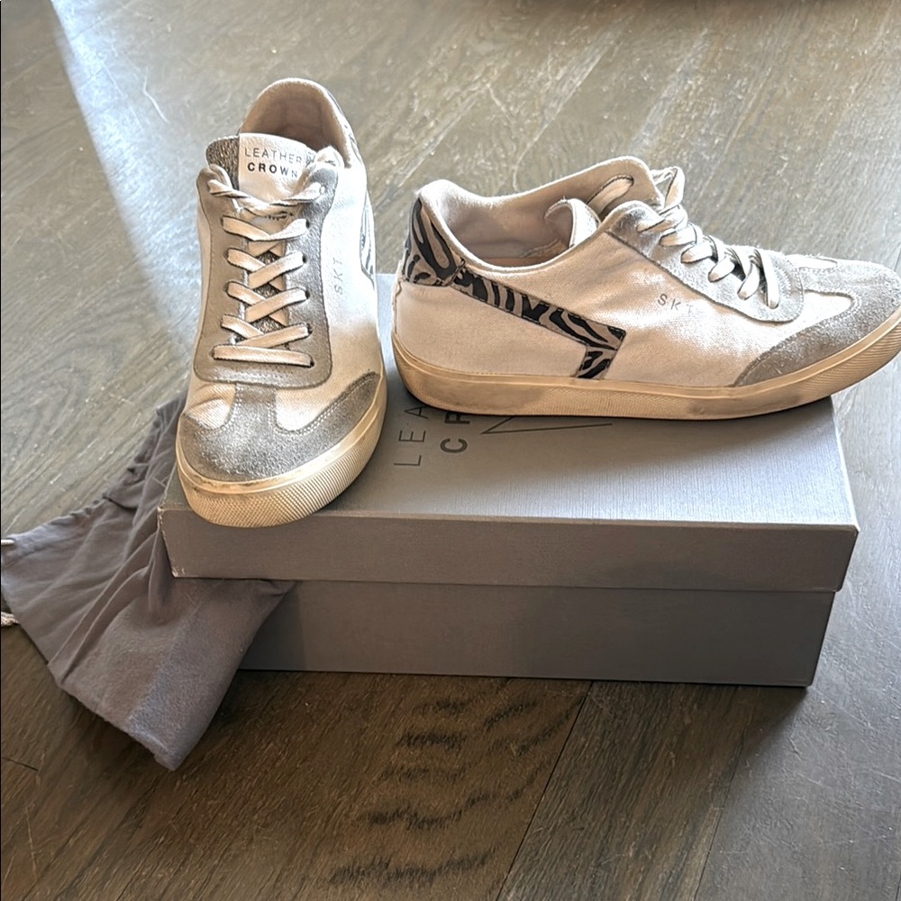 Leather Crown mixed media sneakers 38
